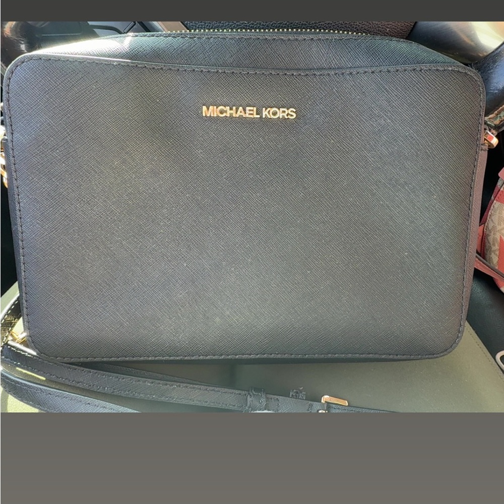 Michael Kors Black Crossbody Bag with Gold Logo
